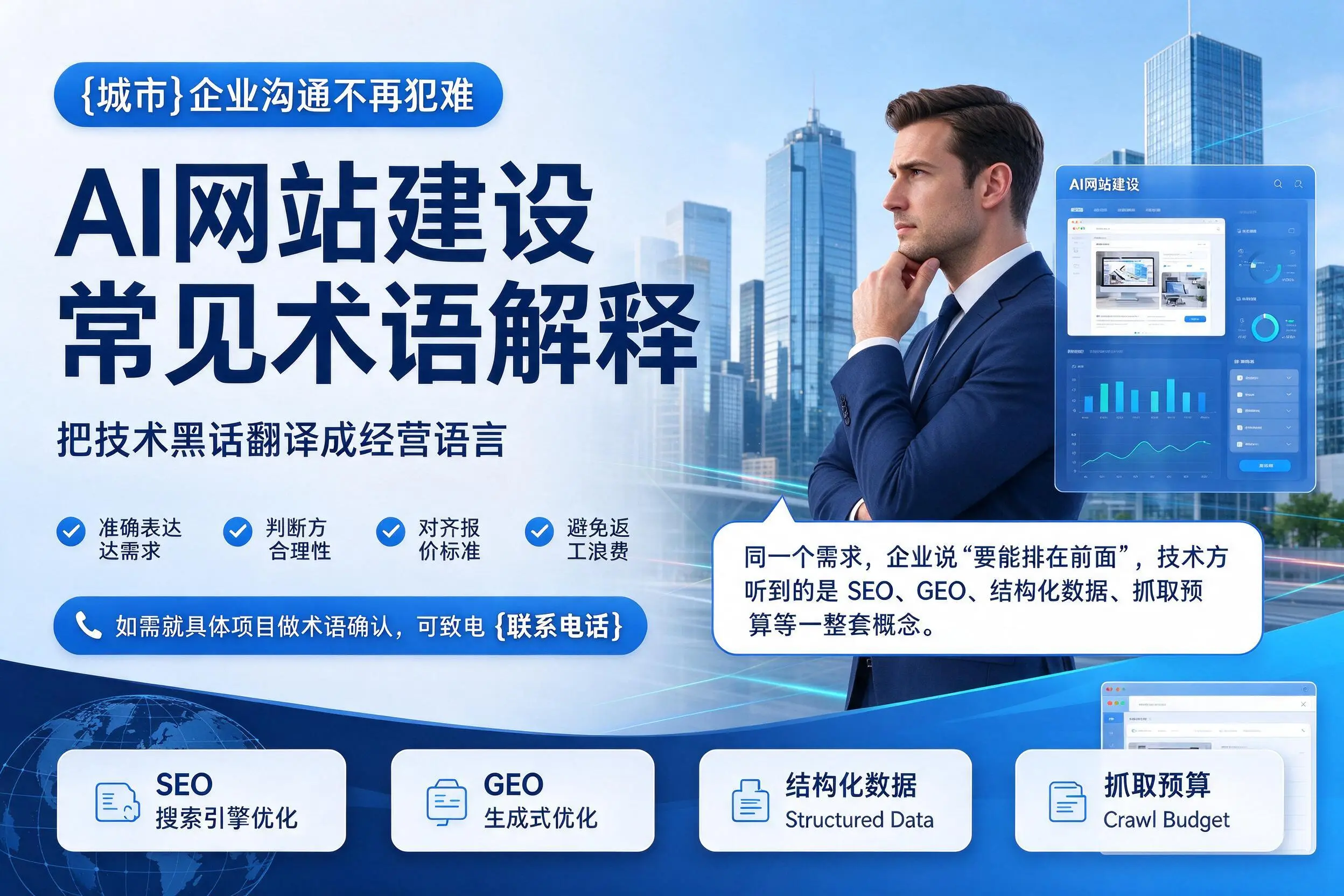 AI网站建设常见术语解释，吕梁企业沟通不再犯难